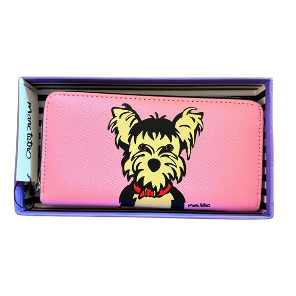 Marc Tetro Handbags - Marc Tetro Large Pink Zip Around Yorkie Yorkshire Terrier Dog Wallet - New